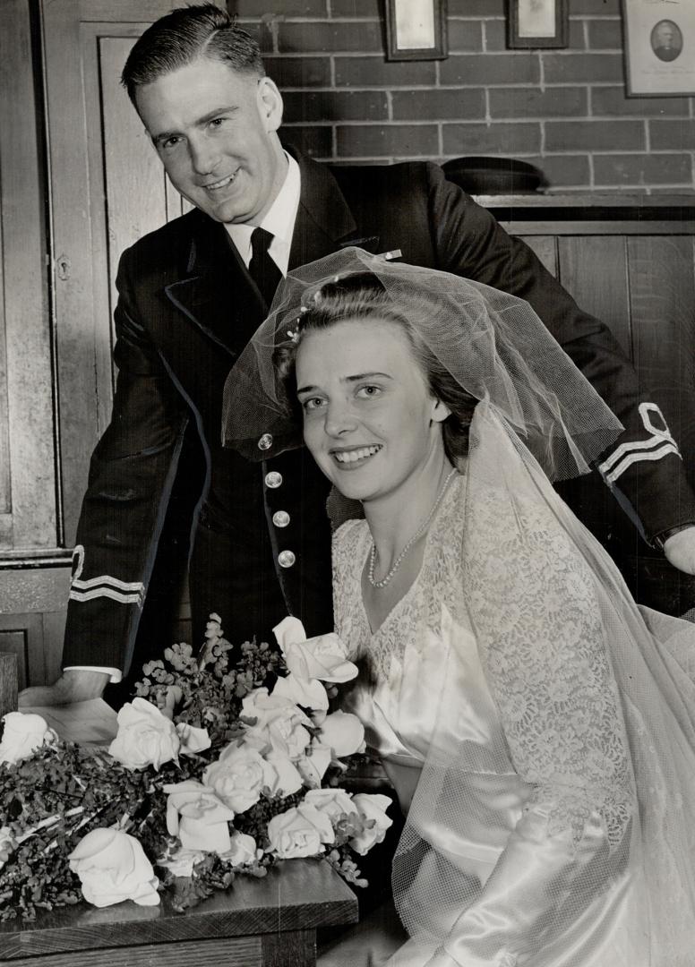 Mr. and Mrs. James Wilton Baillie whose marriage was solemnized Saturday, in St. Jude's Anglican church, Oakville. The bride is the former Barbara Eli(...)