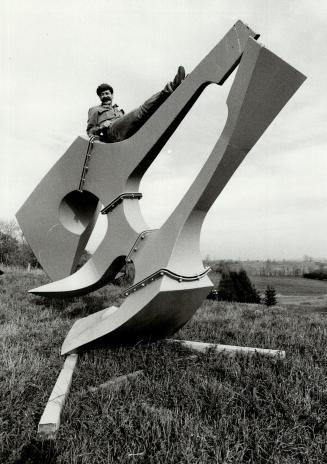 Steel sculpture on a hill