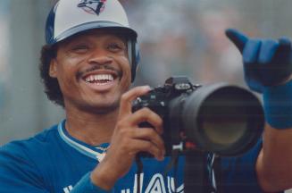 Unlike previous Blue Jay spring camps, this one was much more relaxed, as demonstrated by right fielder Jesse Barfield below left, who turns the tables on news photographers