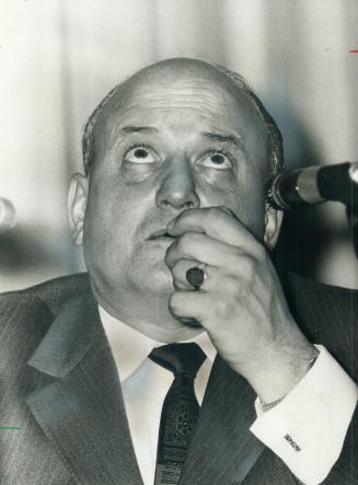 Finance Minister Edgar Benson ponders his answer to a question on the government's tax proposals during a discussion in Oakville. Ottawa's hope of lim(...)