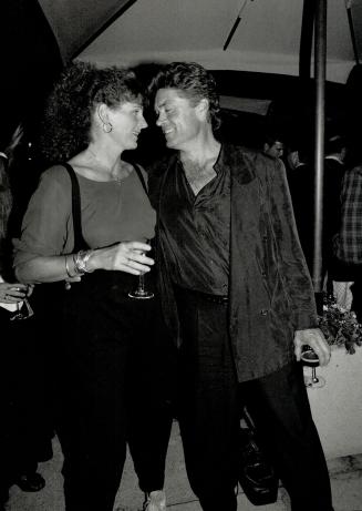 Cute couple: Sara Botsford and Art Hindle, stars of TV's ENG drama series set in a TV station, party at Prego's