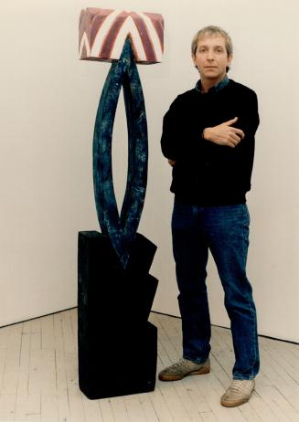 Free-standing form: Robert Bowers and his painted wooden sculpture, Hero, on display at the Grunwald Gallery
