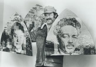 Artist John Boyle with some of his paintings