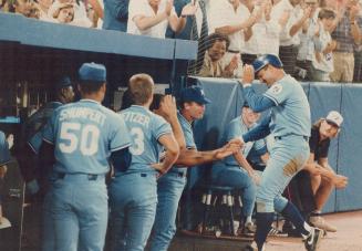 By George, what a night!, George Brett lit up the scoreboard and the faces of his Kansas City teammates last night by hitting for the cycle - single, (...)