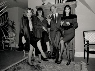 Above, from left, Marilyn Brooks' assistant, Grace Wiebe, in a Brooks design, designer Marilyn Brooks, businessman Michael Cormack, with wife Sunny Ch(...)