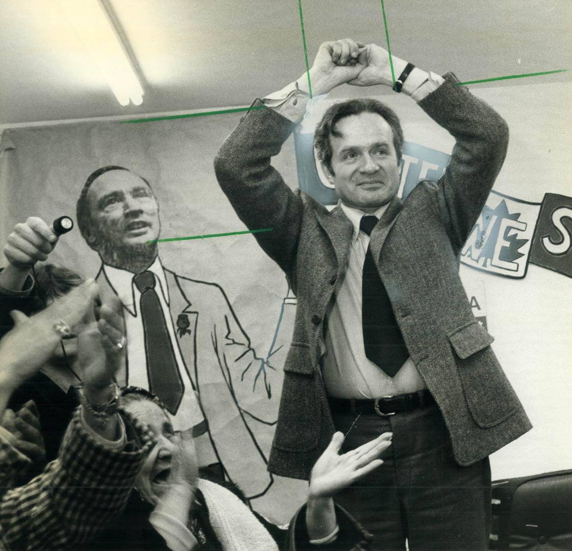 Winning stance: Liberal Charles Caccia won Davenport last night for the fifth consecutive election