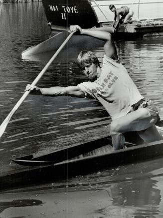 Determined Oakville canoeist Larry Cain takes a stroke