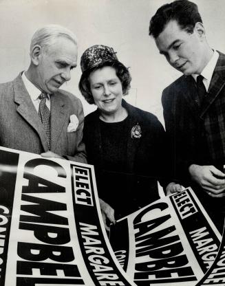 The Campbells are counting election posters in Margaret Campbell's campaign for Toronto's board of control