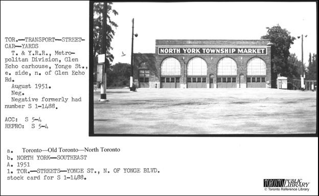 T. &amp; Y.R.R., Metropolitan Division, Glen Echo carhouse, Yonge St., east side, north of Glen ...