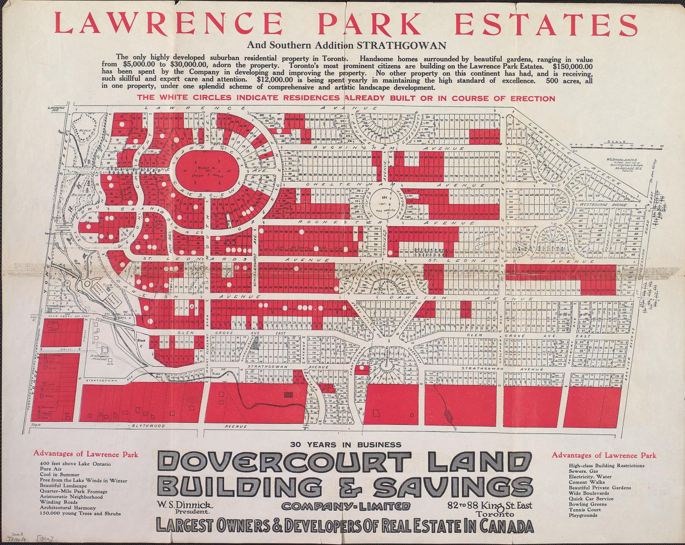 Image shows a map of Lawrence Park estates and southern addition Strathgowan, Toronto, Ontario. ...