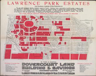 Historic photo from 1910 - Promotional map of Lawrence Park estates and southern addition Strathgowan in Lawrence Park