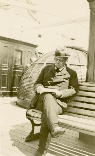 Arthur Conan Doyle on board the S.S. Paloona, 1920