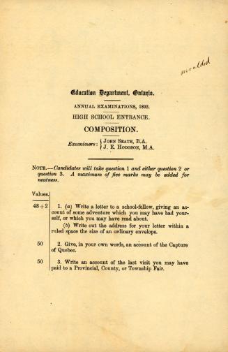 Annual examinations, 1892, high school entrance, composition