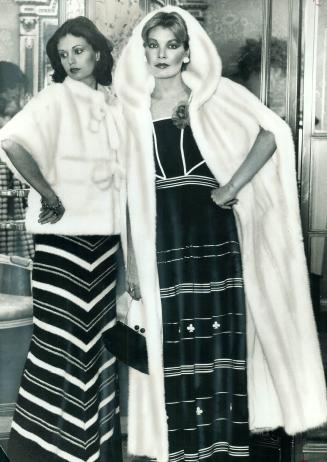 Hand-Knitted Gown in black and natural by Marni Knits costs $250 and is topped by a $3,000 white mink jacket