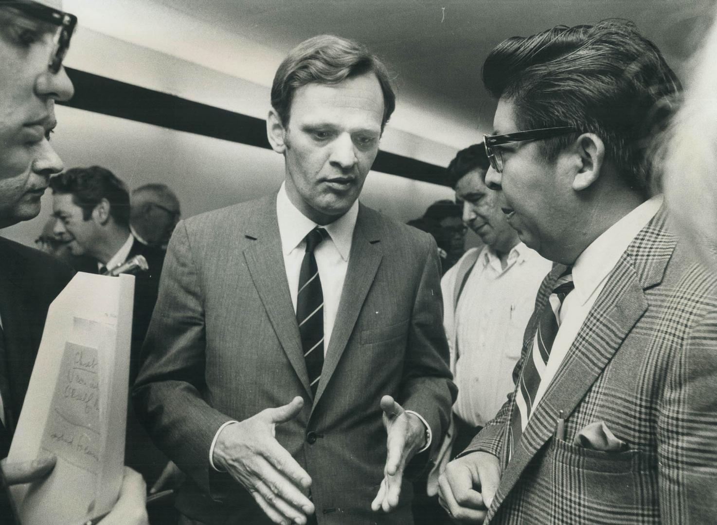 Indian affairs Minister Jean Chretien with chief Fred Plain Chippewa Sarnia