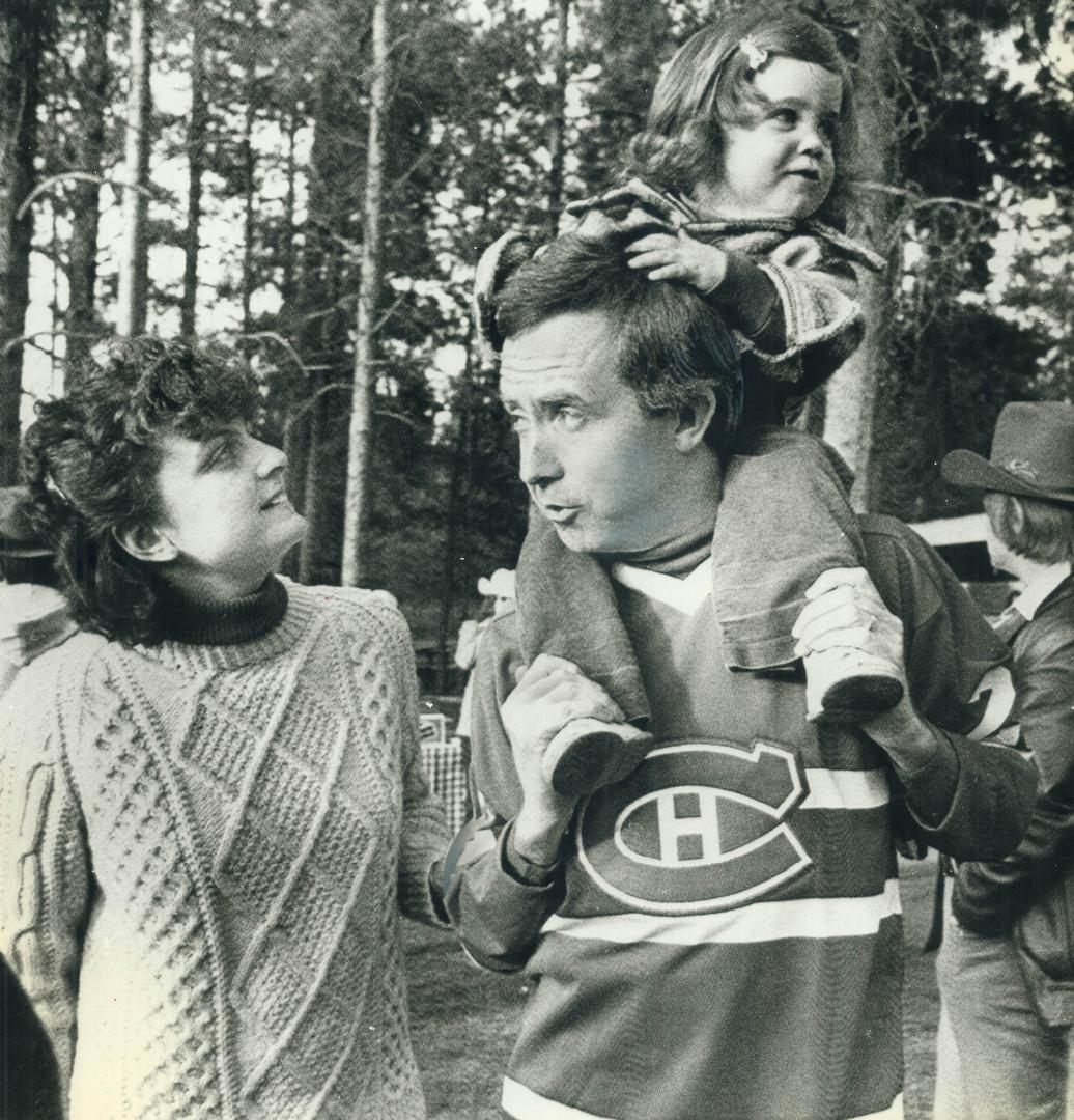 Ed Broadbent and Joe Clark relaxed with their daughters yesterday