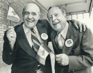 A couple of Canada's living legends, King Clancy (left), 74, and Foster Hewitt, 73, say they are ready to rough it-2,500 miles on a bus through northe(...)