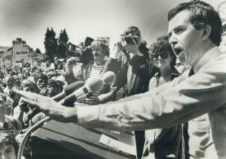 Trio on the trail. addressing a Vancouver rally