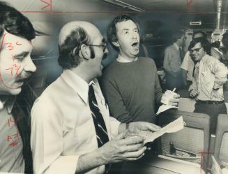 Happy hour on Tory plane as Joe Clark leads a sing-song with Quebec reporter Pierre Gravelle