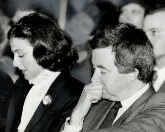Emotional moment: Joe Clark and wife Maureen McTeer at the 1983 Progressive Conservative national party convention in Winnipeg where close to one-third of delegates voted against Clark's leadership
