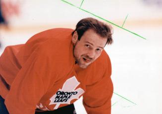 Coach's concern: Leafs captain Wendel Clark shows the wear and tear of a tough workout yesterday, but isn't yet ready for game duty