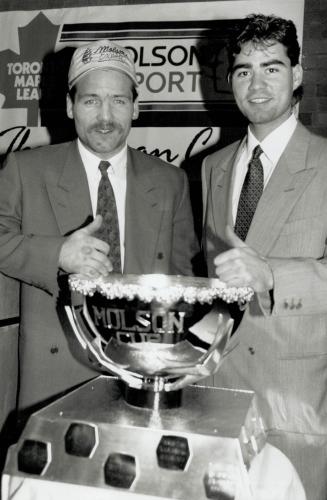 Leading the way: Leafs winger Wendel Clark, left, and goalie Peter Ing are Moison Cup segment leaders for the months of November and October, respectively