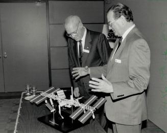 Model project: Spar chairman Larry Clarke, left, and president John MacNaughton are optimistic about projects such as the Freedom space station