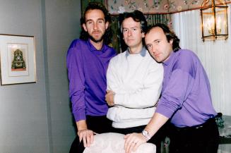 According to Genesis: Mike Rutherford (left), Tony Banks and Phil Collins discuss Queen and Peter Gabriel