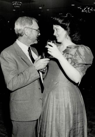 Moonstruck director Norman Jewison toasts Martha Collins, who sang role of Mimi in the film