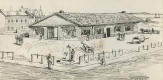 Market (circa 1820-1831), King Street East, south side, between Market & Jarvis Streets, looking south