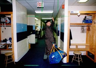 So long: John Congemi, the on-again, off-again Argo quarterback, waves goodbye to his teammates yesterday