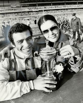 A winner's grin. Angel Cordero and wife Santa had lots to smile about after he rode Exceller to victory in Canadian International at Woodbine