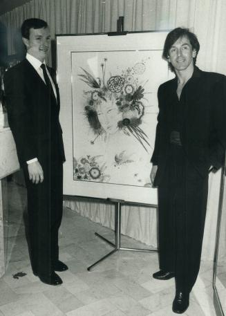 Above, Norman Pitre, left, Chanel vice-president of marketing, and Toller Cranston with his finger painted print done in makeup