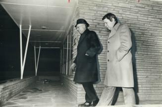 Toronto Mayor David Crombie (right) leaves the home of North York Mayor Mel Lastman last night with Rabbi David Monson of Beth Sholom Synagogue. Altho(...)