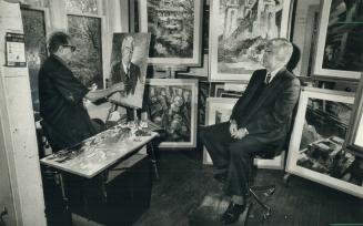 Crosbie captured on canvas. Artist Frederick Steiger puts finishing touches on portrait of Conservative finance critic John Crosbie, right. The painti(...)