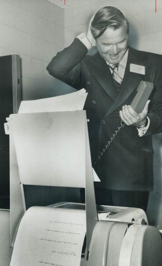 Ontario Premier William Davis. Computer dismisses him from ceremony for bad spelling