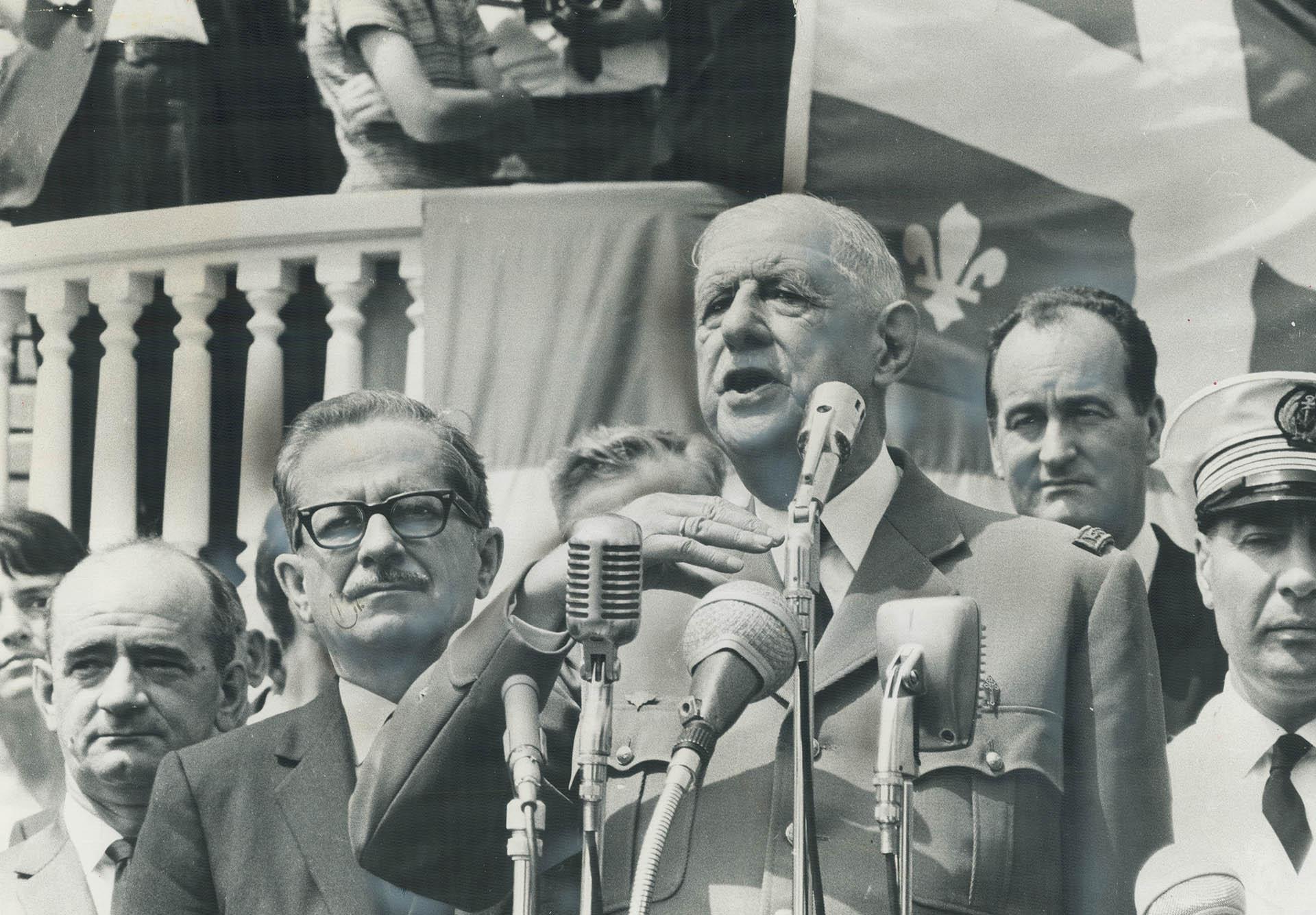 Daniel Johnson, late Quebec premier, with Charles e Gaulle on the ...