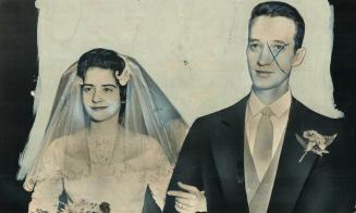 Second of famed quints to marry, Cecile Dionne is shown after she became the bride of Philippe Langlois, a Montreal TV technician, at a small parish c(...)