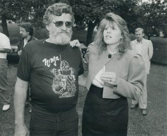 Family divided: Liz Dodd, accompanied by her father George, tells a news conference last week the family is husrt and angered by sister Barbara's public turnaround on abortion