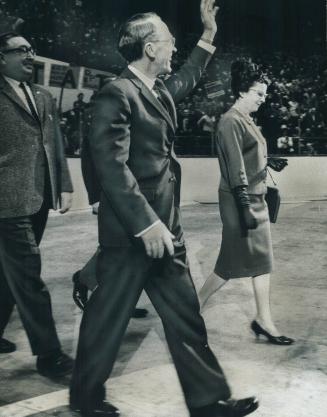 Grand entrance. The wives are still in the running too. Mrs. T.C. Douglas flew to Toronto to accompany her husband, New Democratic Party leader, to Ma(...)