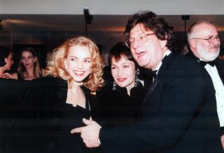 Hot time at Ragtime: Livent's chief Garth Drabinsky is flanked by Lynnette Perry (left), lyricist Lynn Ahrens and director Frank Galati at the post-performance party