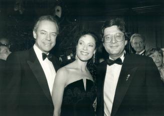 Phantom of the Opera opening. Ross Petty, Karen Kain, Garth Drabinsky. In background at right Byron please Bonnie Franklin