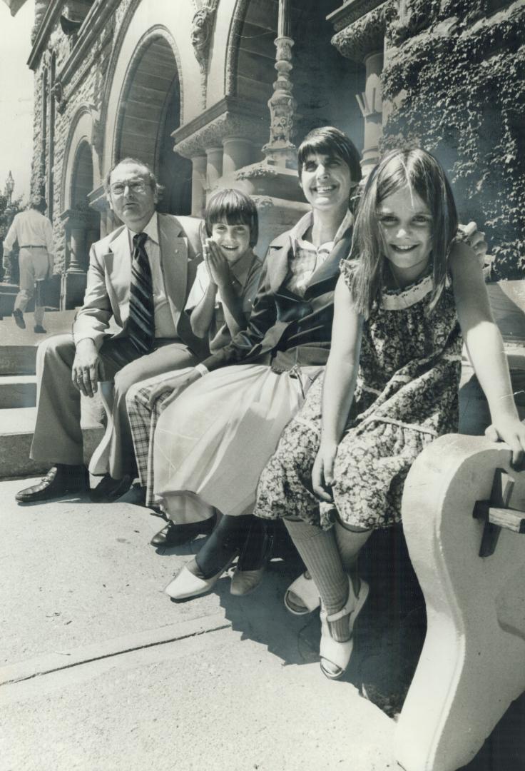Ontario's new Labor Minister Robert Elgie (left) with wife Nancy and two children