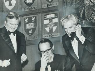 Telephone connections broke down before a hook-up was made to cities in eastern Canada and United States to carry address by U of T President John Eva(...)