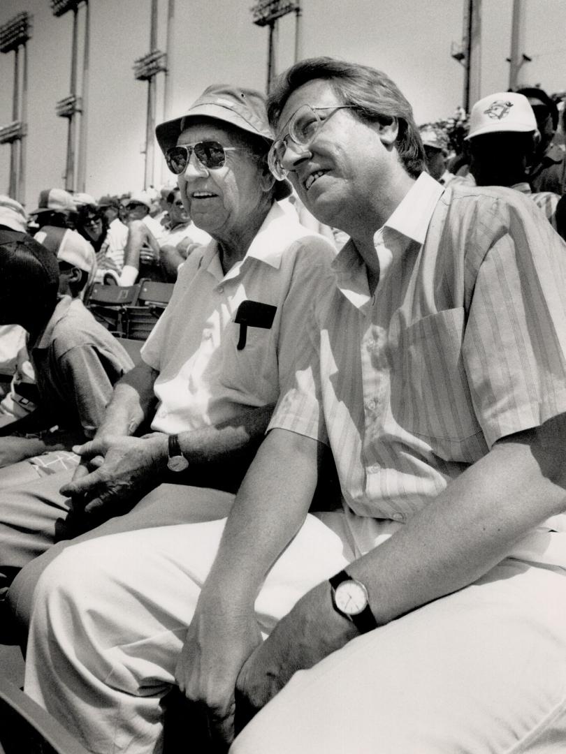 Time out! Art Eggleton takes in a Blue Jays game with his father