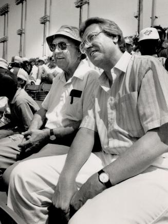 Time out! Art Eggleton takes in a Blue Jays game with his father