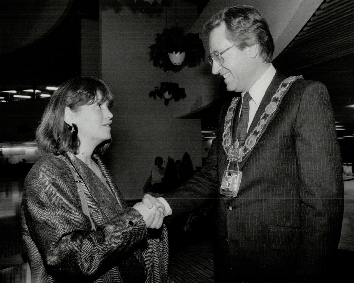 2.05. There was no tme for cider or minced tarts when Turner made a brief appearance at Toronto Mayor Art Eggleton's levee