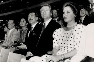 Well-known faces: Ex-premier Bill Davis, above, Toronto Mayor Art Eggleton and wife Brenda, left, and Metro Chairman Alan Tonks, far left, attended the opening