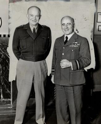 In Toronto today, Gen. Dwight Eisenhower, accopanied by his wife. was formally welcomed by Mayor Saunders at the city hall. He receives an honorary de(...)