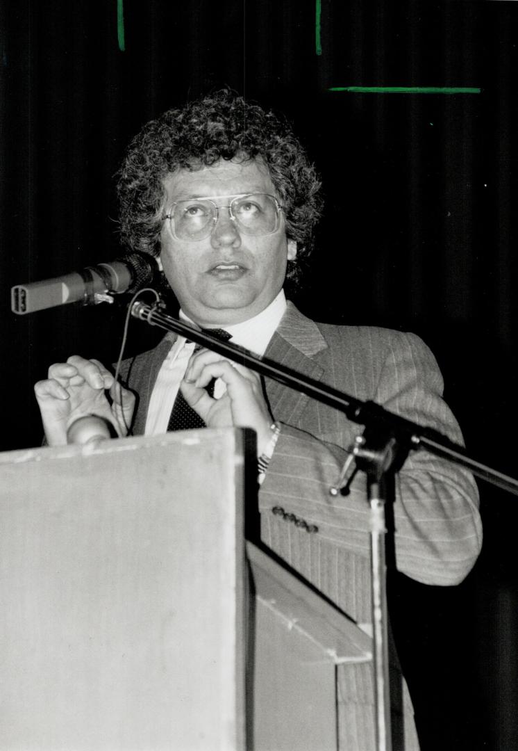 Speaking out: Georges Erasmus tells Metro students yesterday natives are fed up with Indian Act